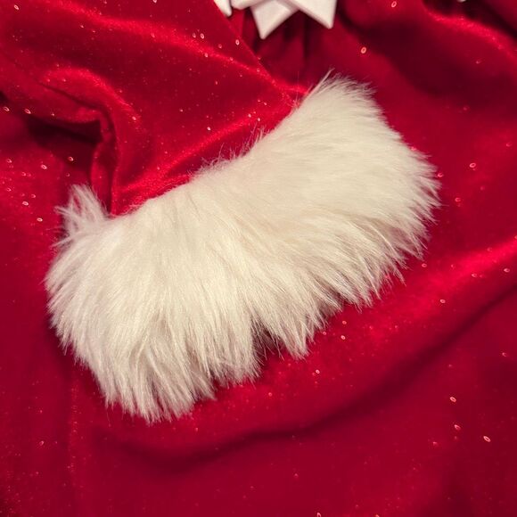 Bonnie Jean Toddler Girls Velvet Present Bow Santa Dress 4T Preowned Christmas - Picture 6 of 8